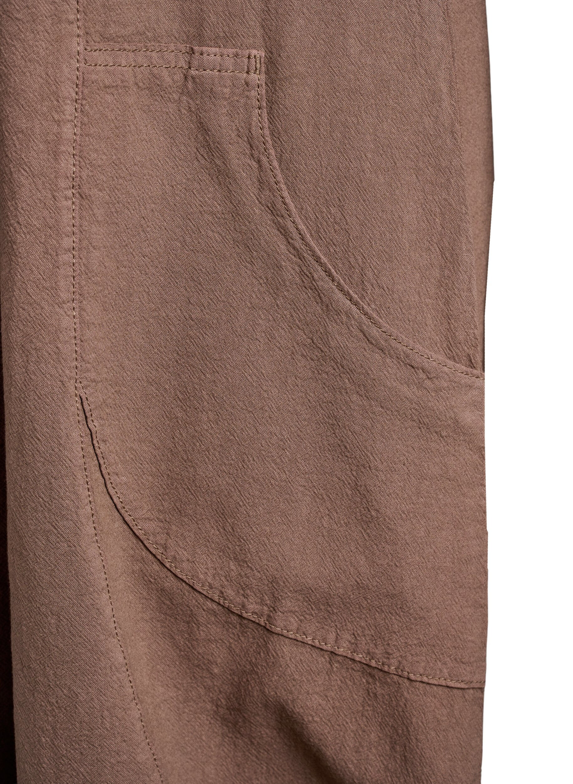 ZizziBaumwollkleid mit kurzen &Auml;rmeln, Braun, Packshot image number 3