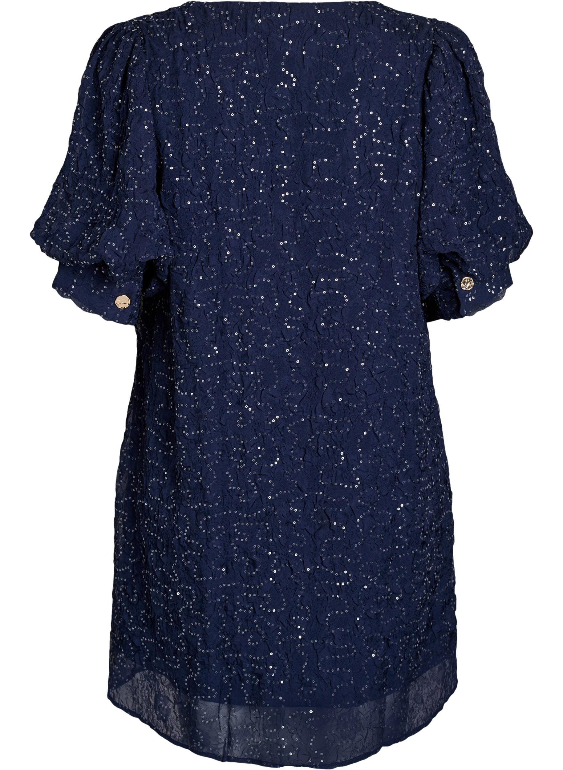 Zizzi Robe de soir&eacute;e courte &agrave; paillettes, Bleu, Packshot image number 1