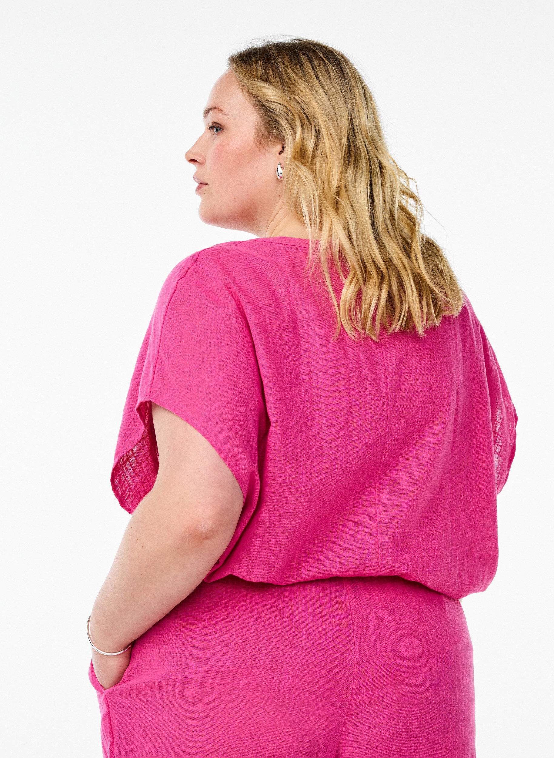 Zizzi FLASH - Lockere Bluse mit angeschnittenen &Auml;rmeln, Pink, Model image number 2
