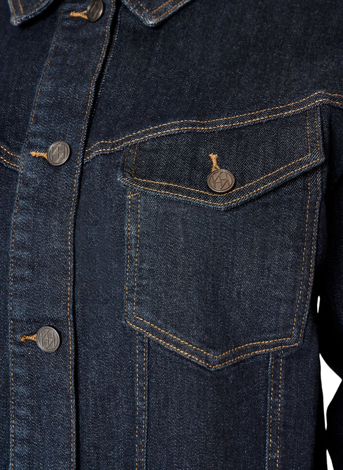 Veste en jean classique avec surpiq&ucirc;res contrastantes, Bleu, Packshot image number 2