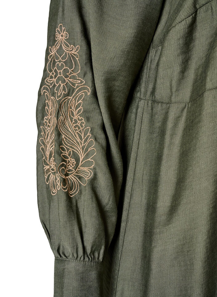 Robe en viscose avec broderies et volants &eacute;tag&eacute;s, Vert, Packshot image number 3