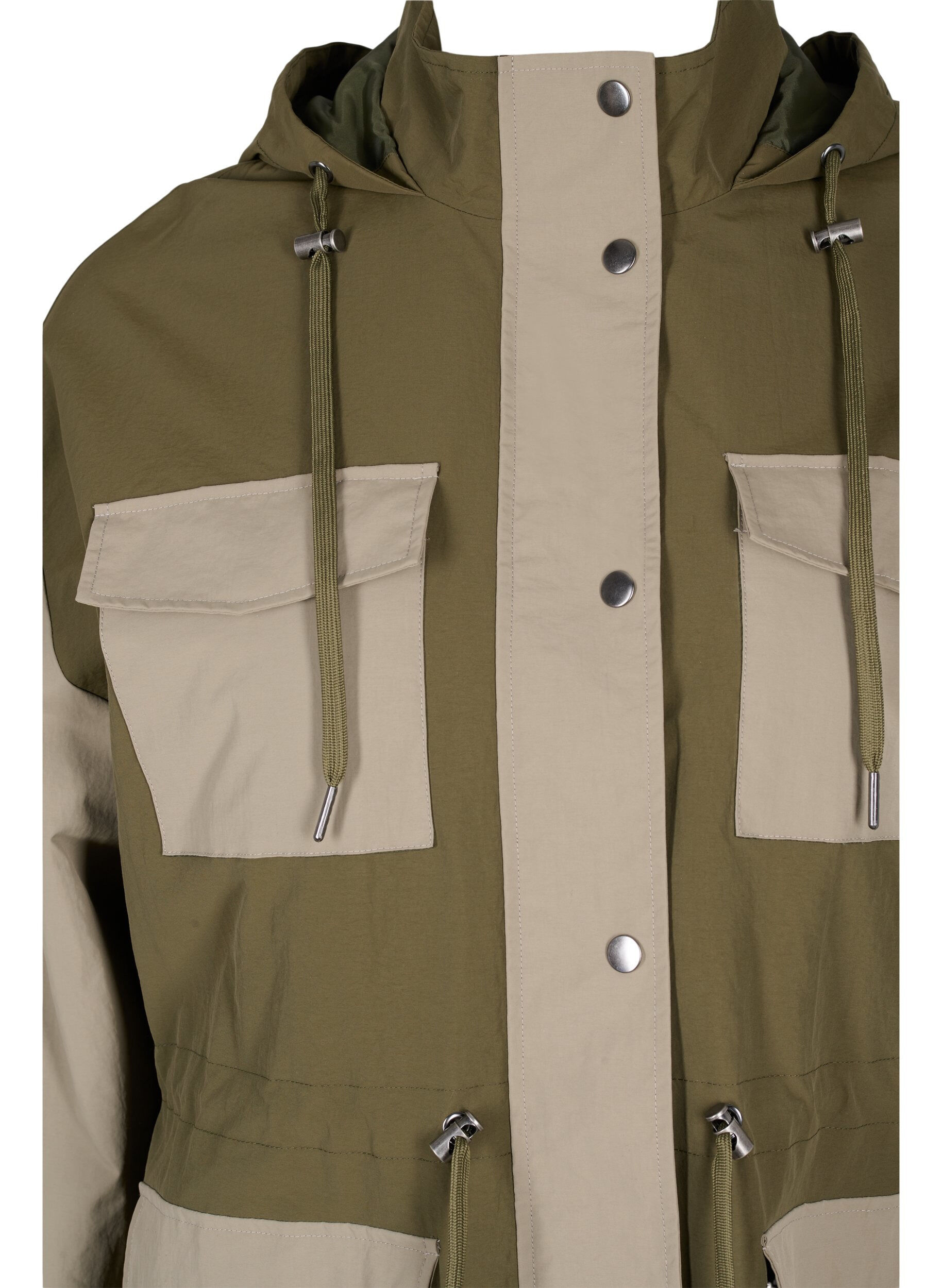 Zizzi Veste contrast&eacute;e avec poches, Dark Olive Comb., Packshot image number 2