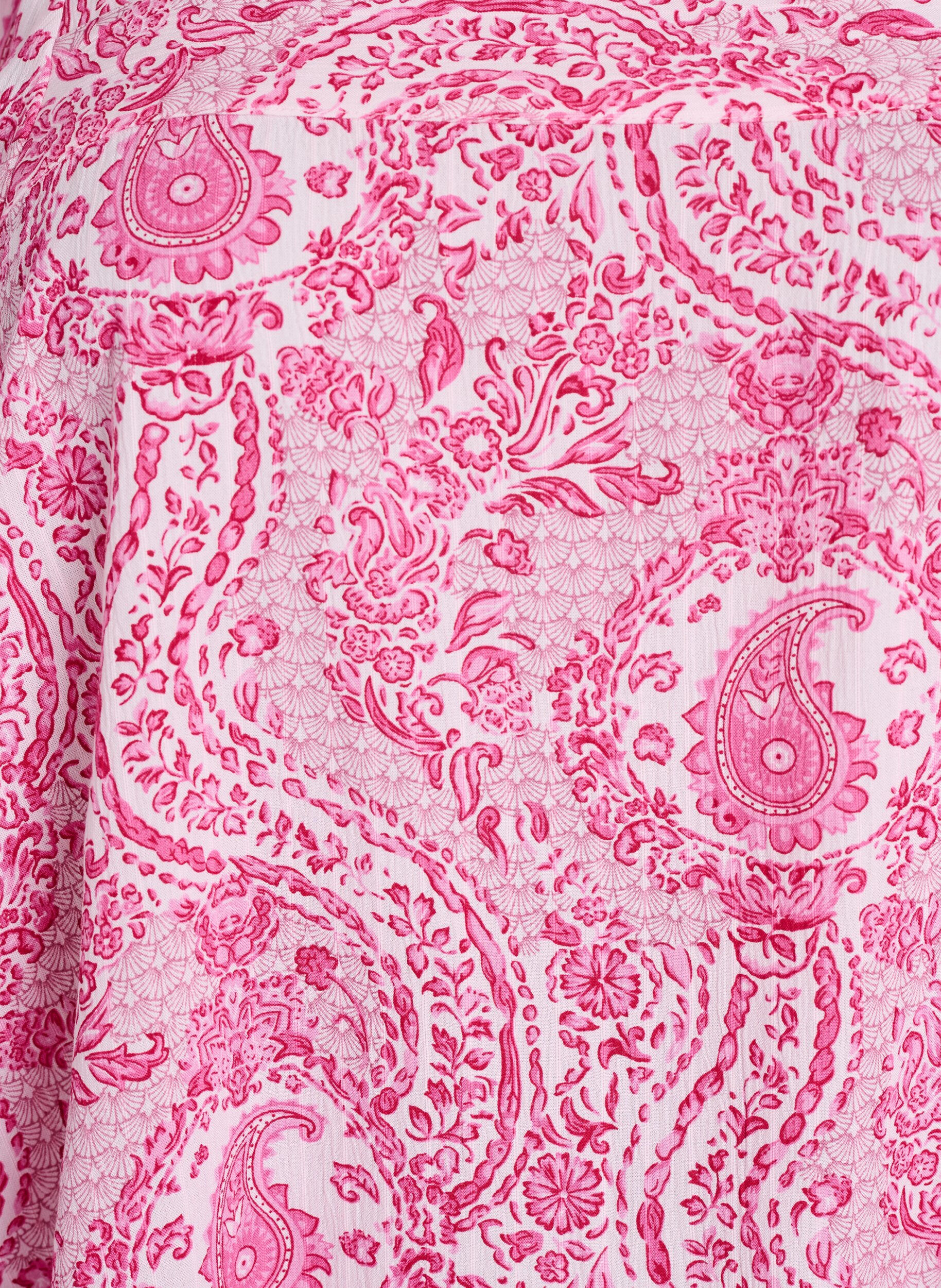 Zizzi Viskose-Bluse mit Paisley-Print und eckigem Ausschnitt, Pink, Packshot image number 2