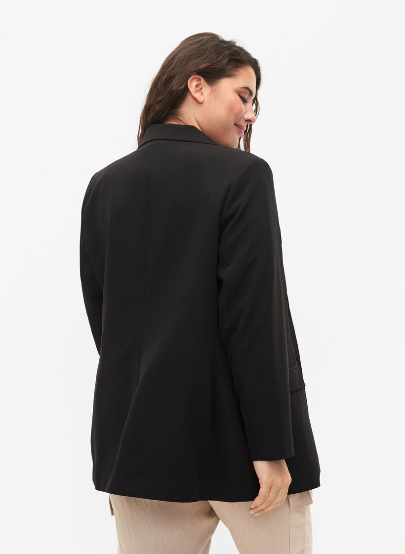 Klassischer Blazer mit Knopfverschluss, Black, Model image number 1