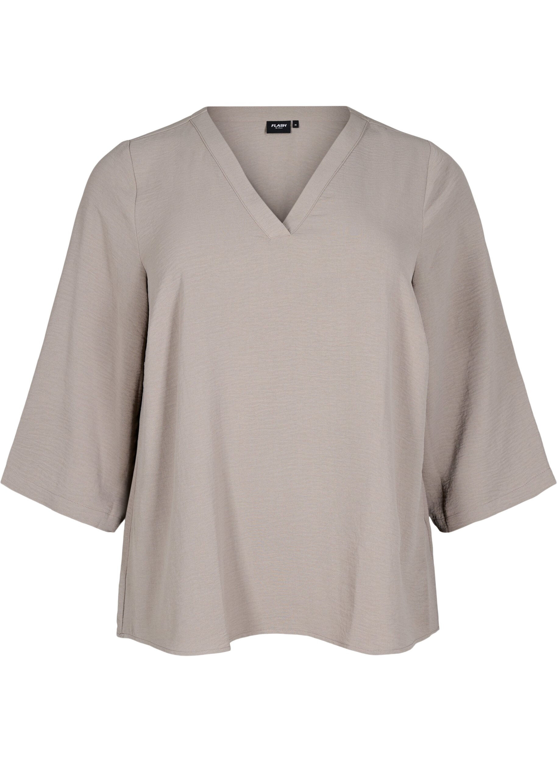 ZizziChemisier &agrave; manches 3/4, Beige, Packshot image number 0
