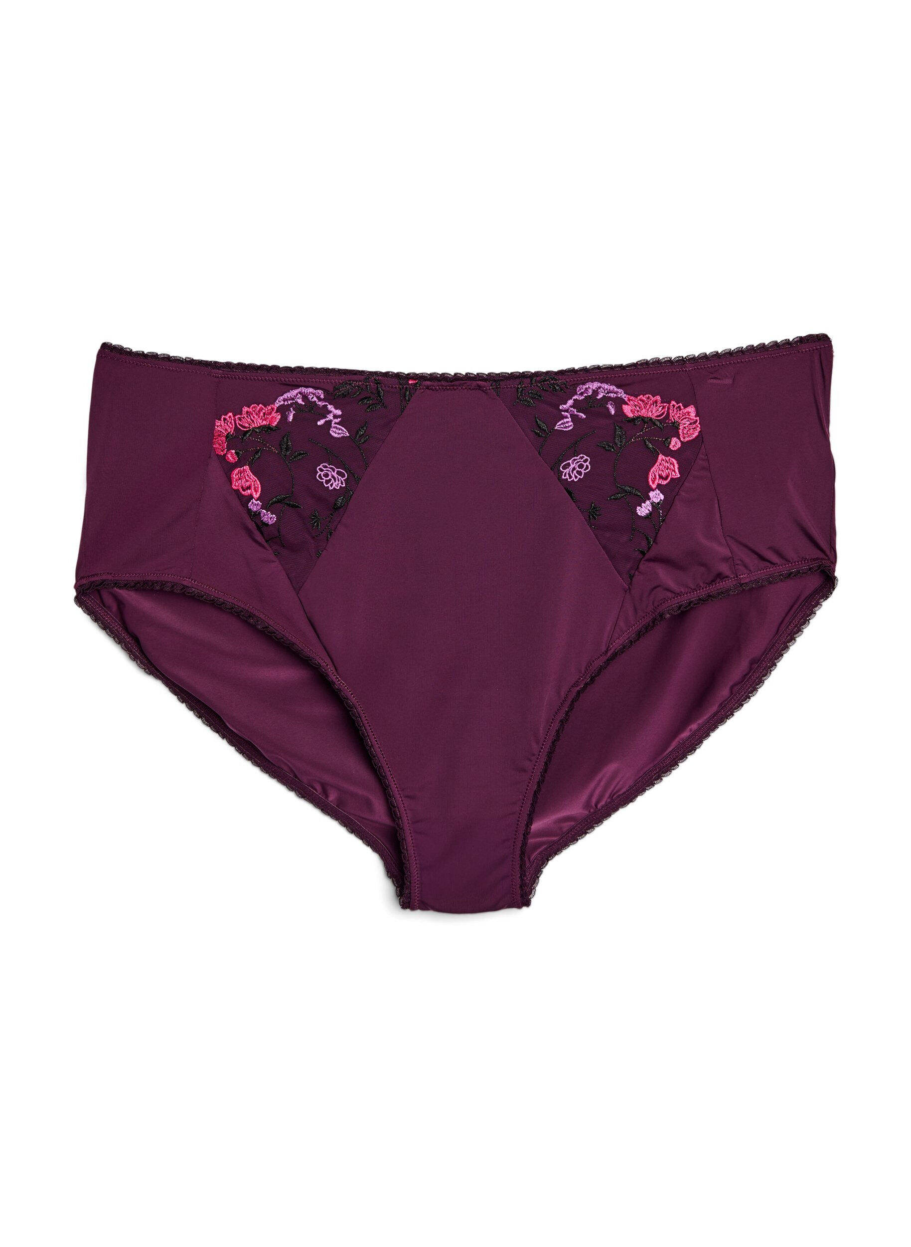 Culotte brief en microfibre avec broderies florales
