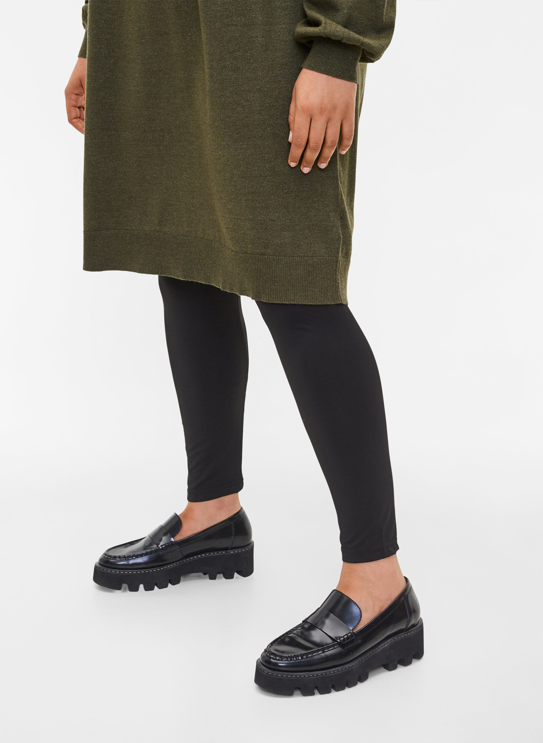 Zizzi 2 Paar Basic-Leggings, Black, Model image number 0