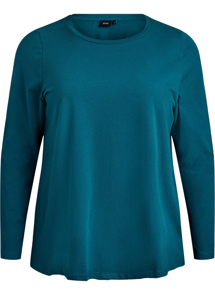 Top basic en jersey avec manches longues, Vert fonc&eacute;, Packshot image number 0