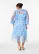 Robe en chiffon fleuri avec volants et manches longues, Bleu, Model image number 1