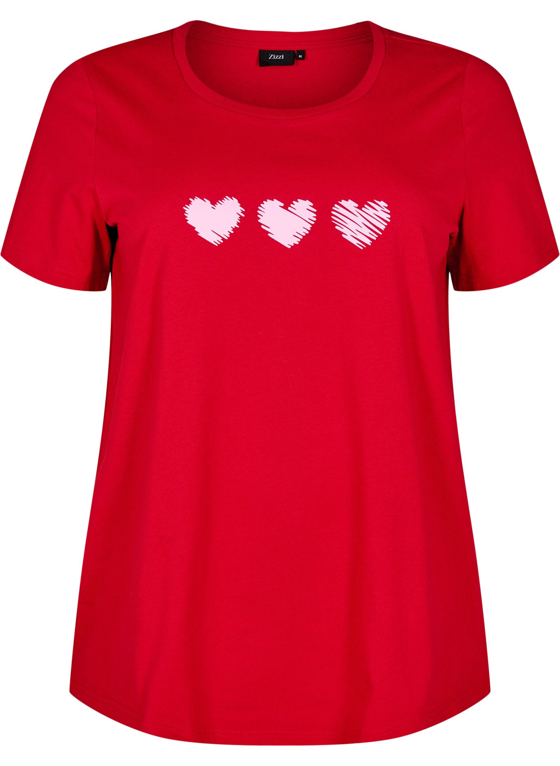 Zizzi Baumwoll-T-Shirt mit Motiv, Salsa w. Hearts, Packshot image number 0