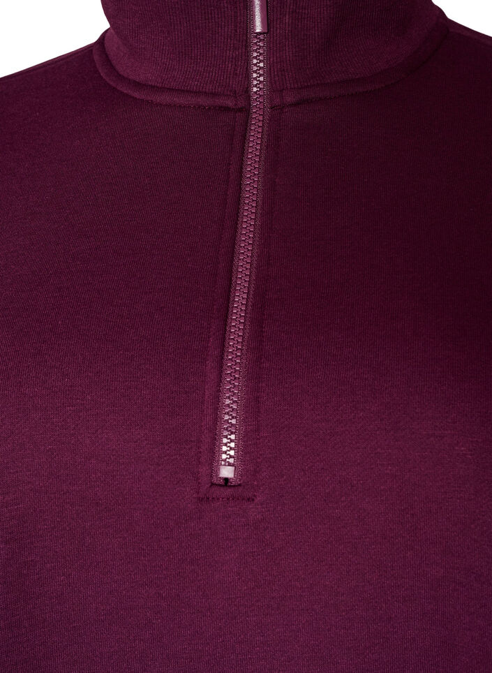 Robe sweat avec col montant c&ocirc;tel&eacute; et zip, Violet, Packshot image number 2