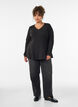 Blouse en jersey c&ocirc;tel&eacute; &agrave; coupe &eacute;vas&eacute;e, Noir, Model image number 1