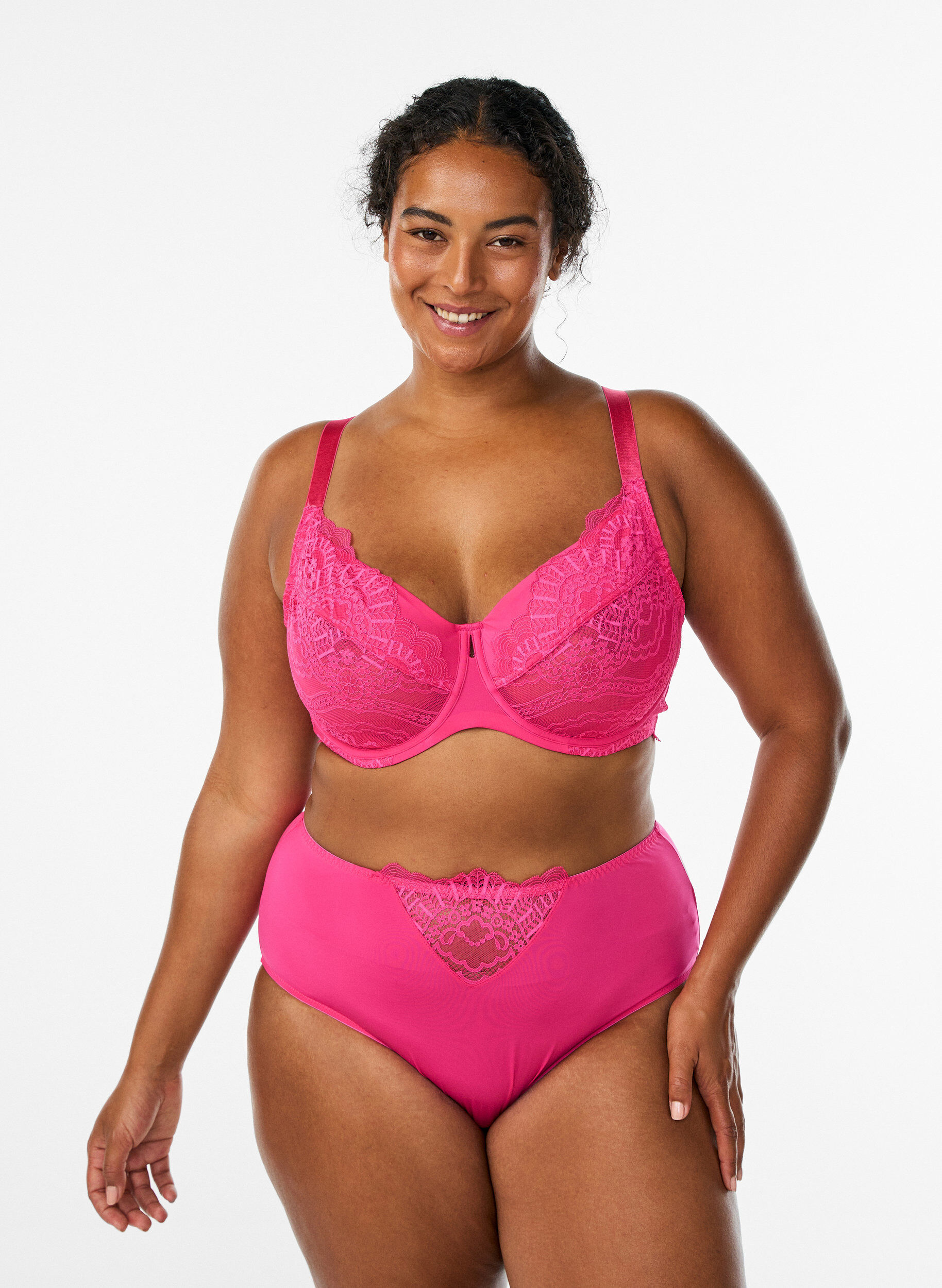 Culotte brief en microfibre avec dentelle, Rose, Model