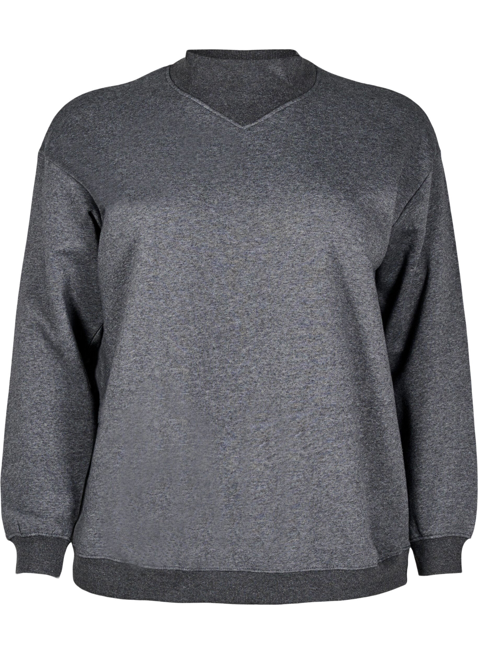 Zizzi Sweat-shirt &agrave; col montant et manches longues, Gris anthracite, Packshot image number 0