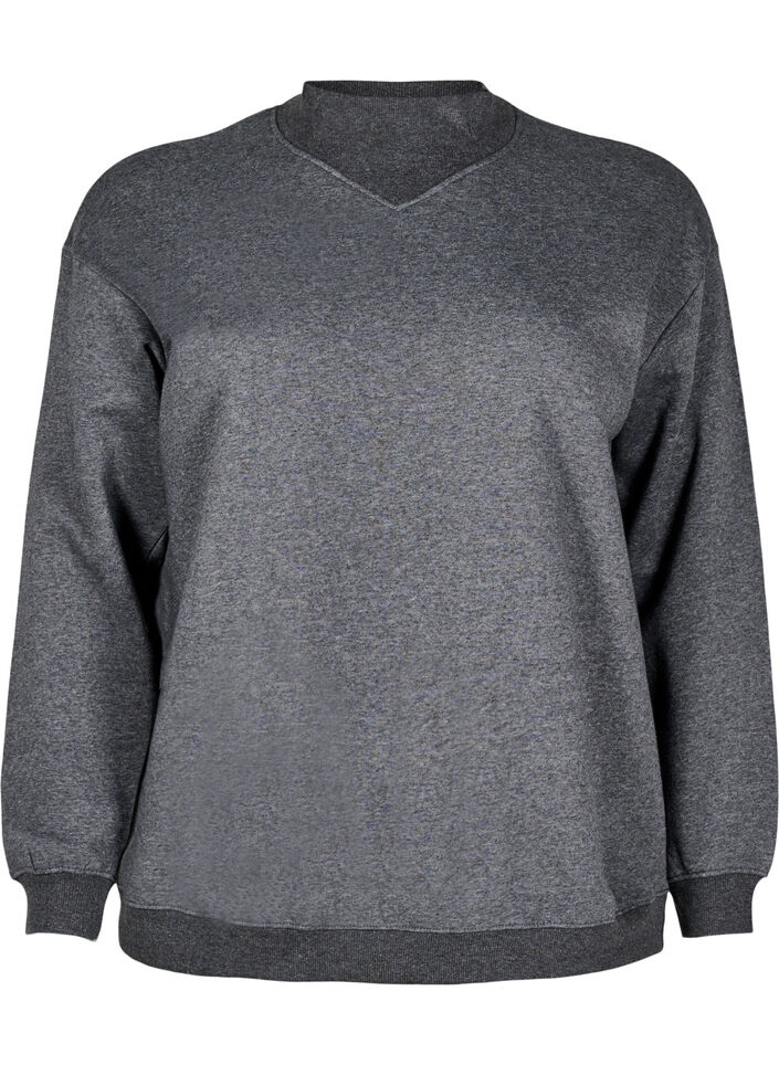 Sweat-shirt &agrave; col montant et manches longues, Gris anthracite, Packshot image number 0
