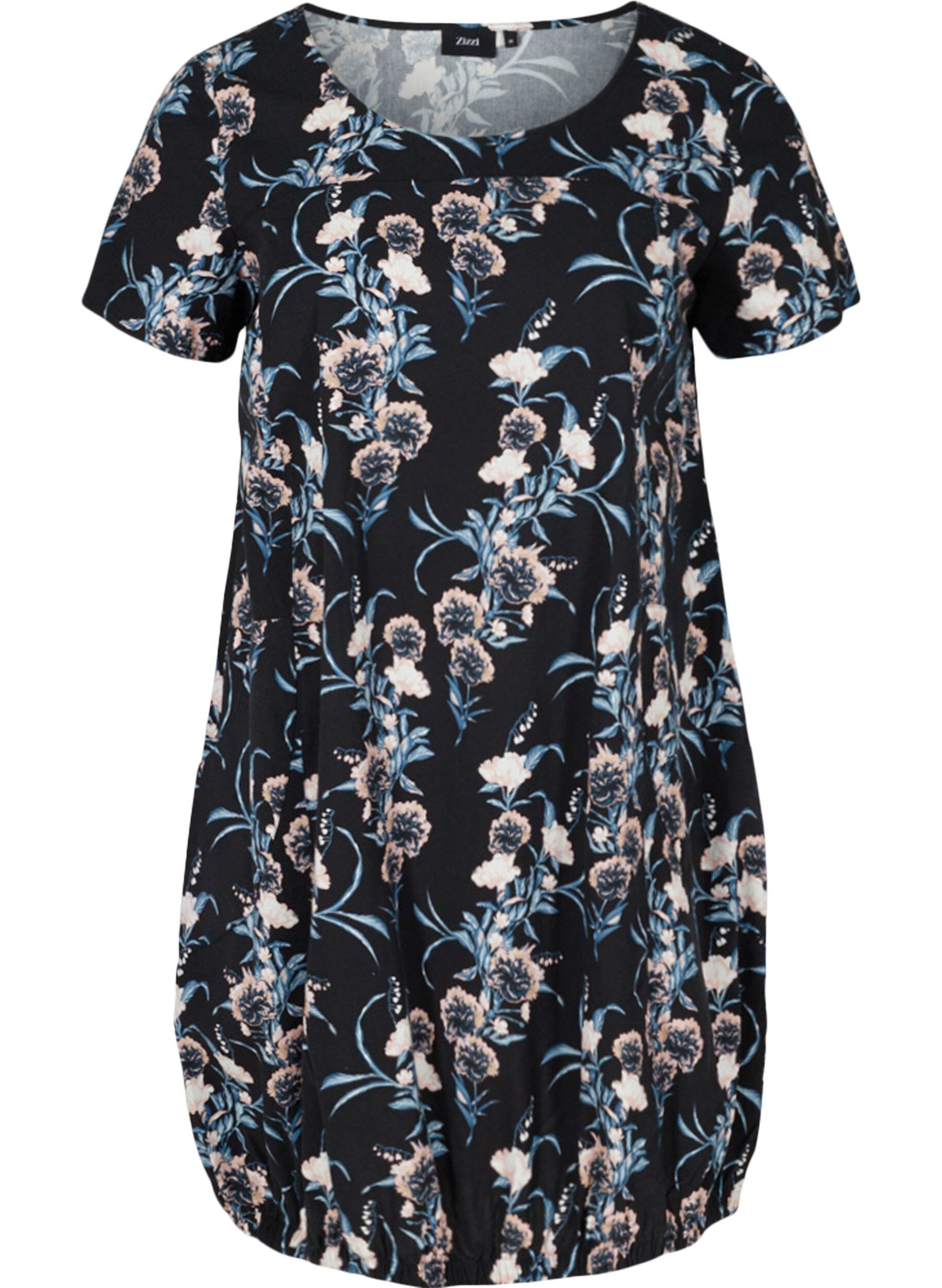 Robe en coton imprim&eacute; &agrave; manches courtes