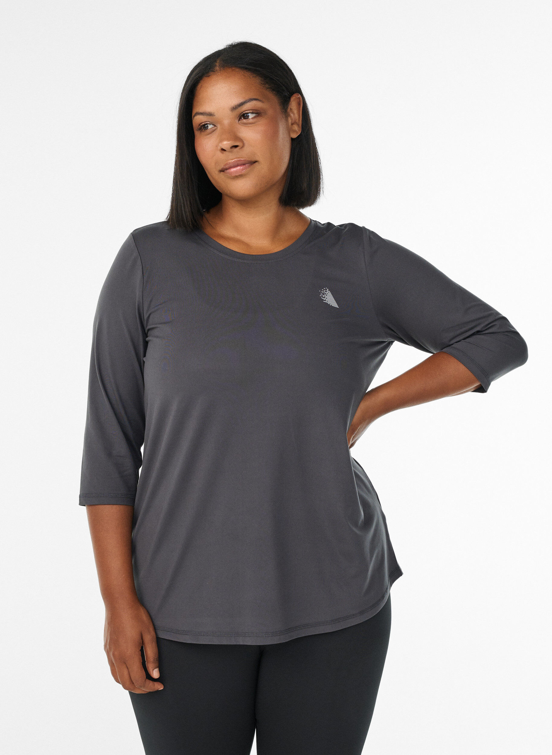 ZizziTrainingsshirt mit 3/4-&Auml;rmeln, Grau, Model image number 0