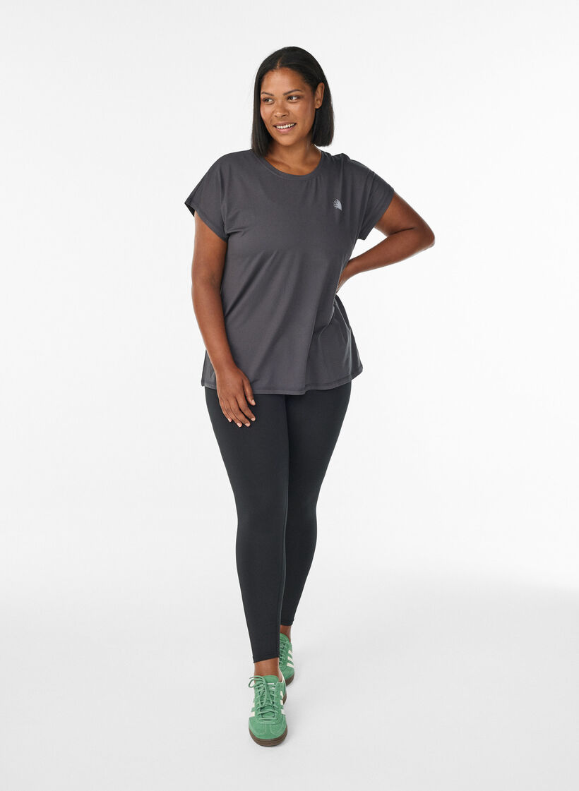 Einfarbiges Trainings-T-Shirt, Grau, Model image number 1
