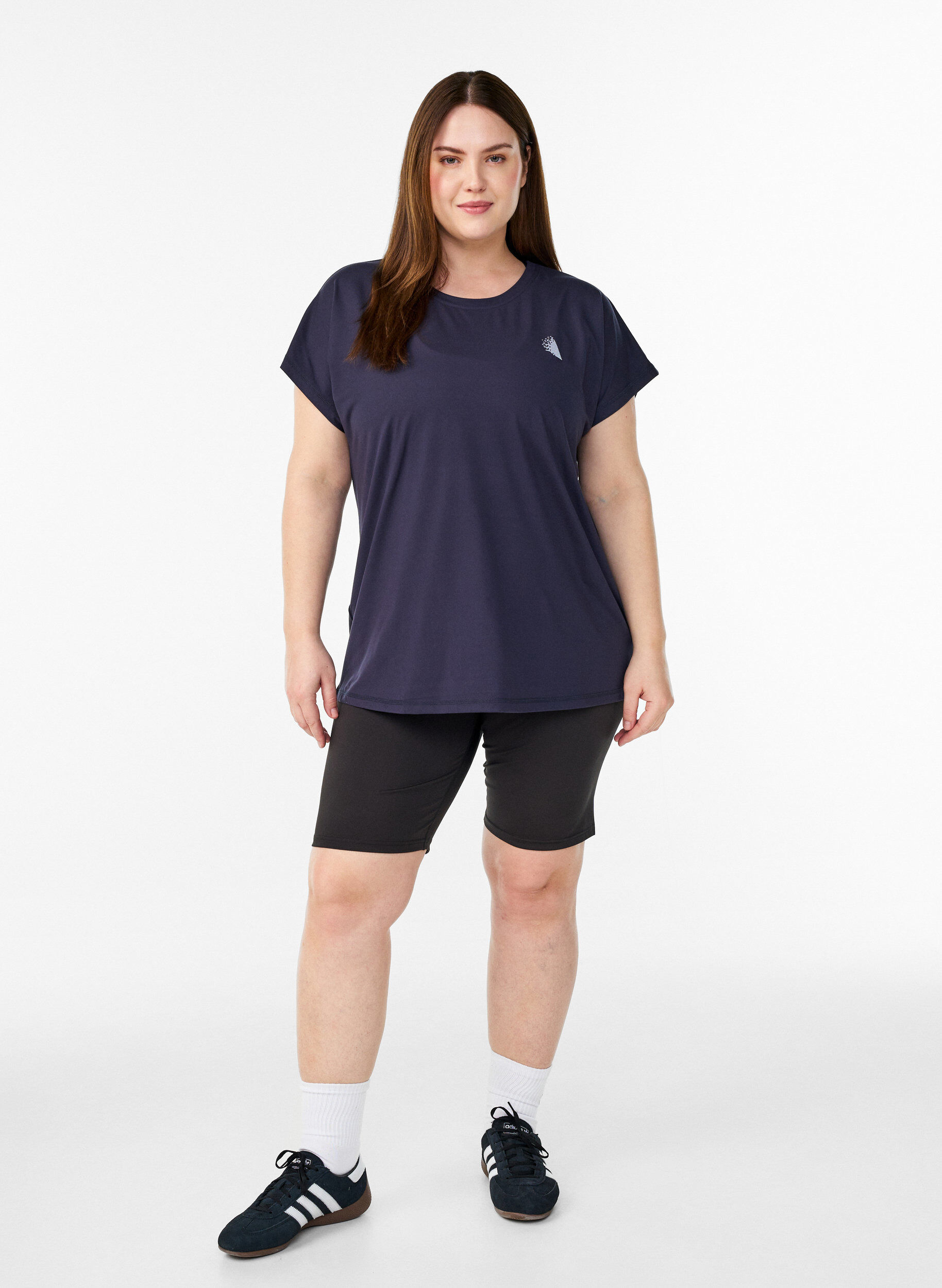 Zizzi T-shirt de sport couleur unie, Bleu, Model image number 1