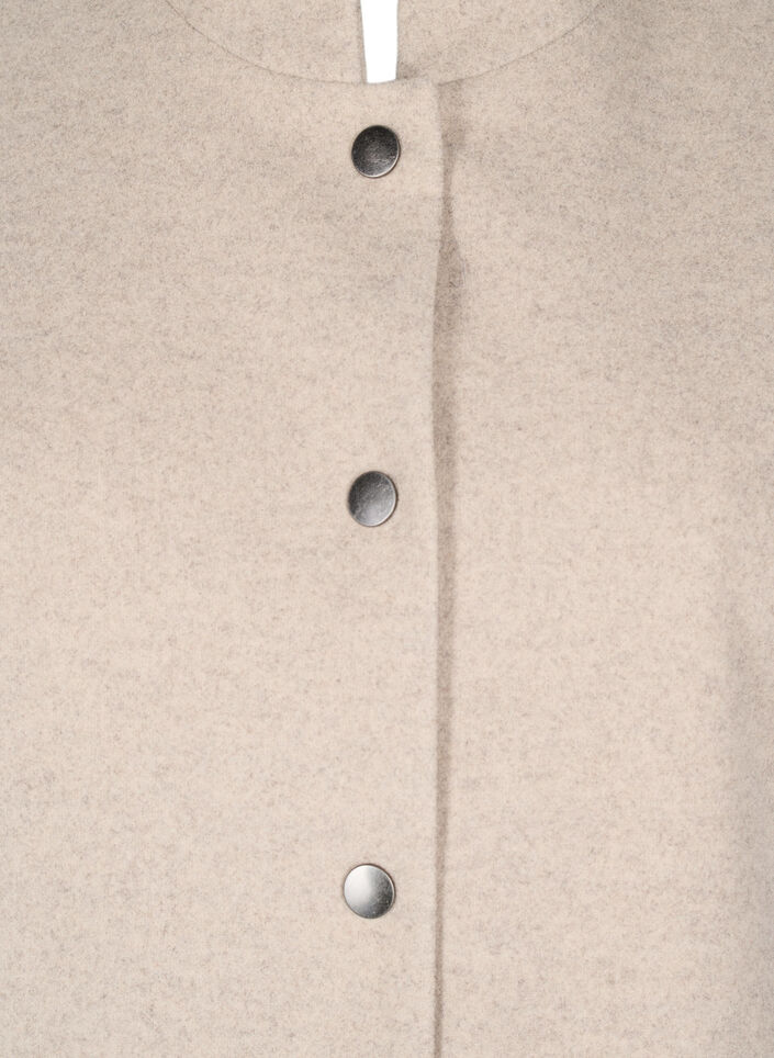 Veste cape en tissu imitation laine et à manches courtes, Simply Taupe Mel., Packshot image number 2