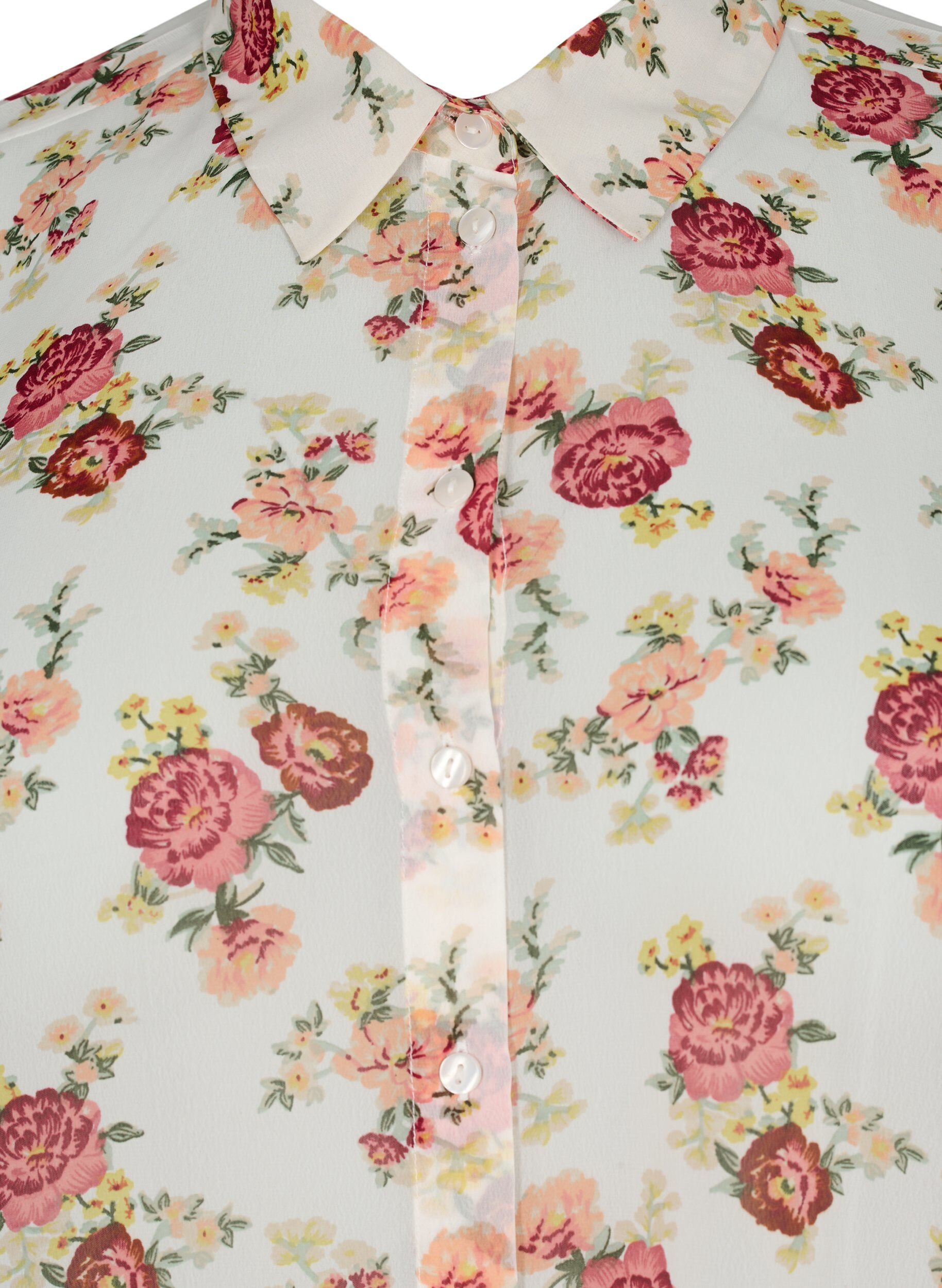 Zizzi FLASH - Chemise &agrave; manches longues avec imprim&eacute; floral, Off White Flower, Packshot image number 2