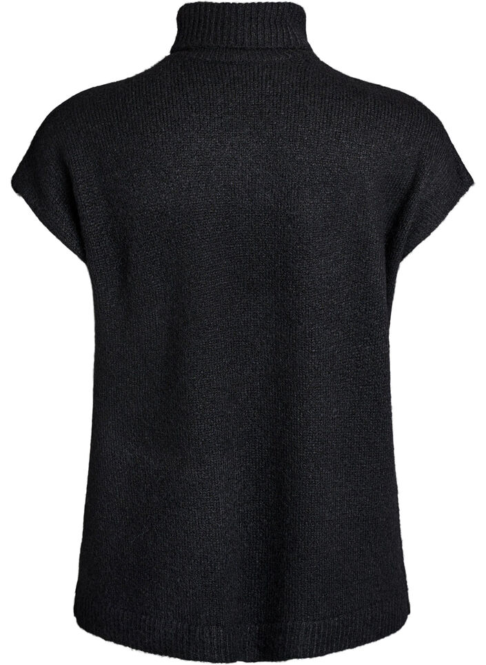 Ärmellose Strickweste mit Rollkragen, Schwarz, Packshot image number 1
