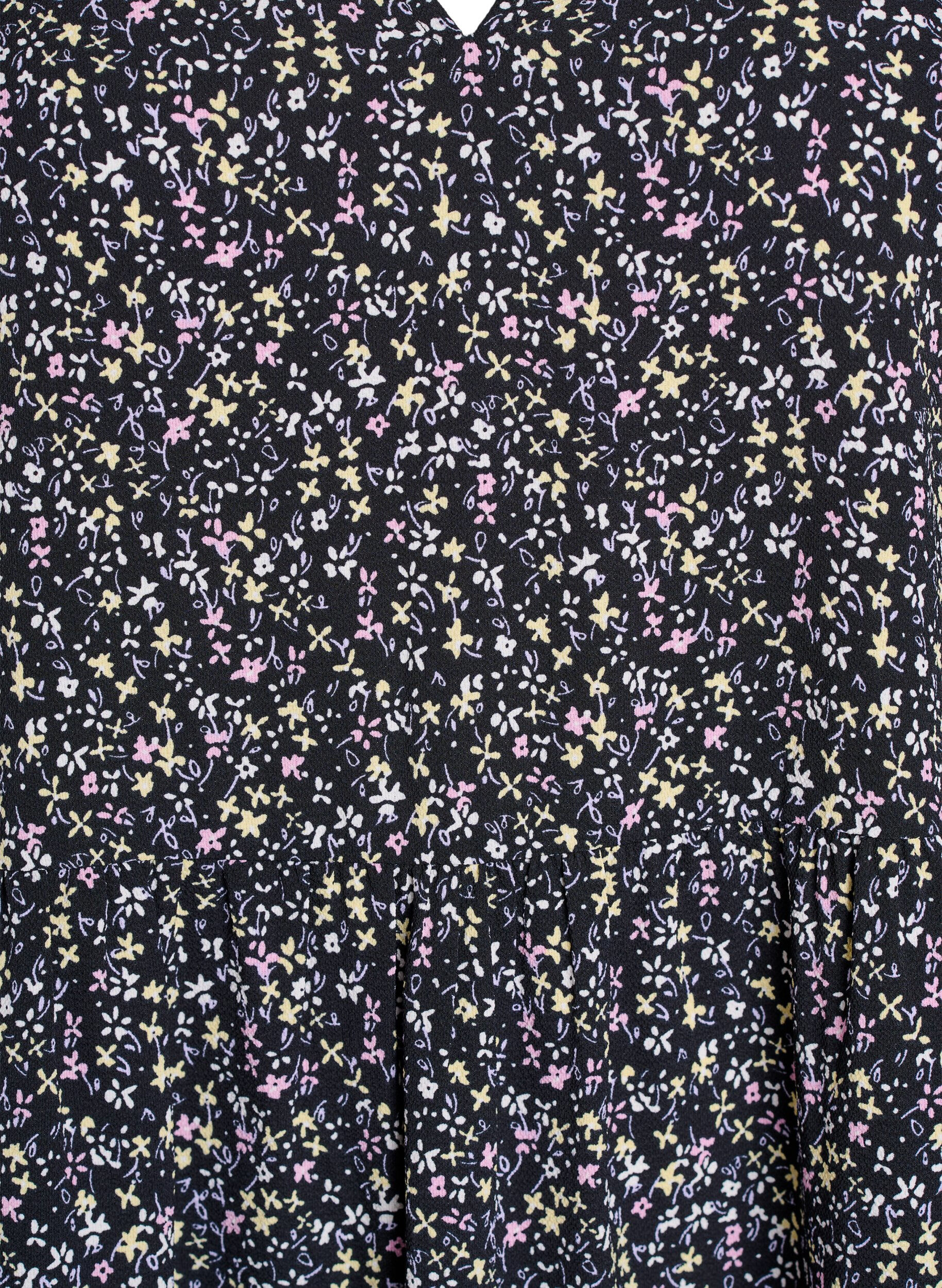 Zizzi Robe &agrave; manches courtes coupe trap&egrave;ze avec d&eacute;coupes, Noir, Packshot image number 2