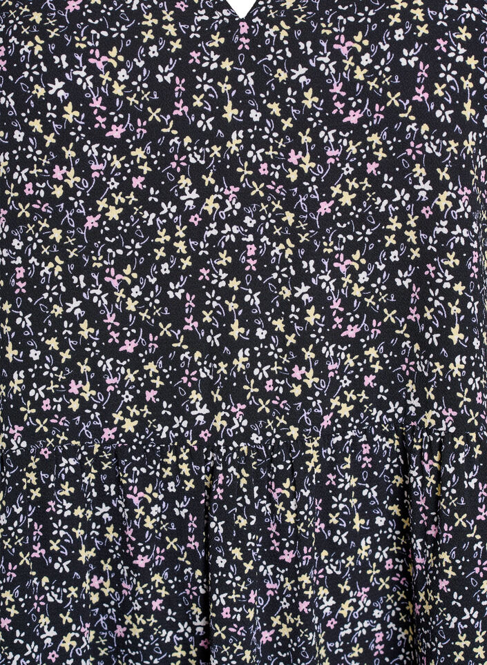 Kurzarmkleid in A-Linienform mit Schnittlinien, Schwarz, Packshot image number 2