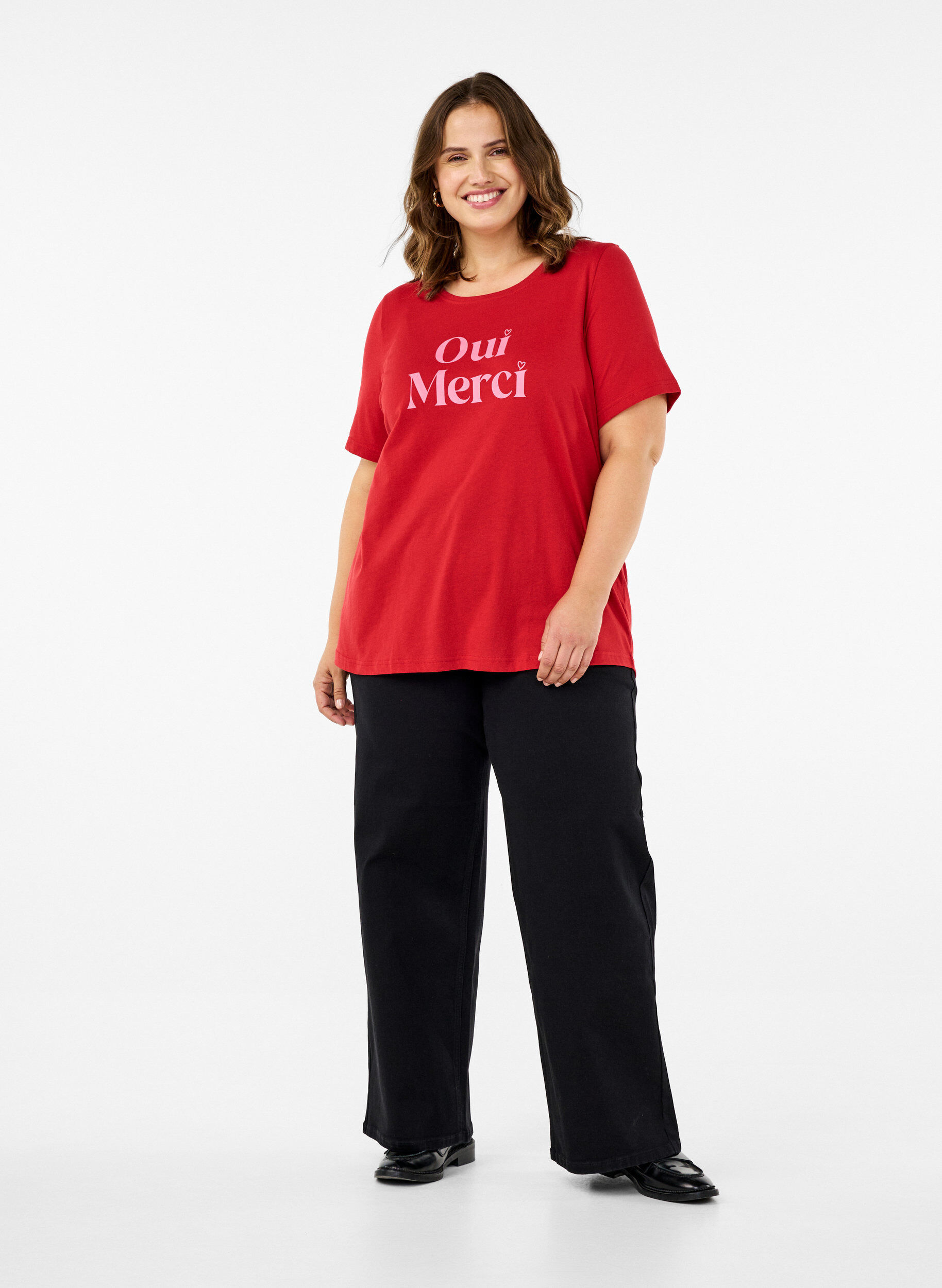 Zizzi FLASH - T-Shirt mit Print, Rot, Model image number 1