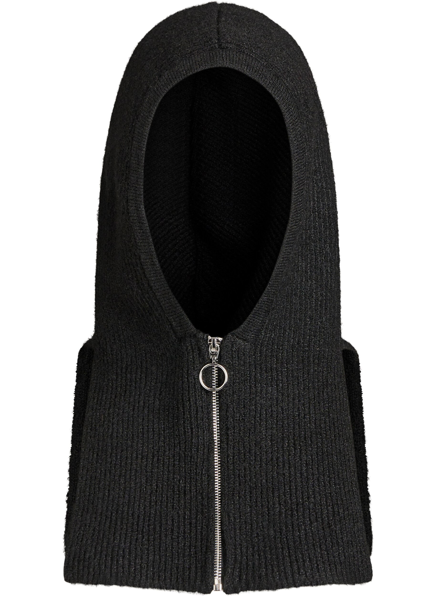 Cagoule en maille c&ocirc;tel&eacute;e avec zip