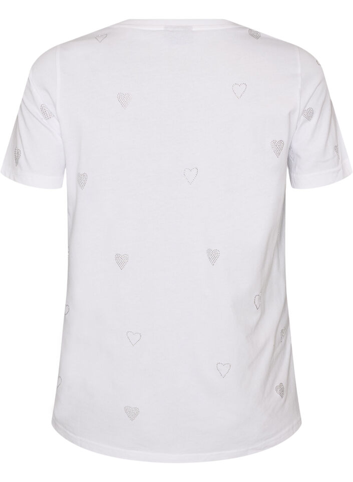 T-shirt en coton bio avec des c&oelig;urs, Blanc, Packshot image number 1