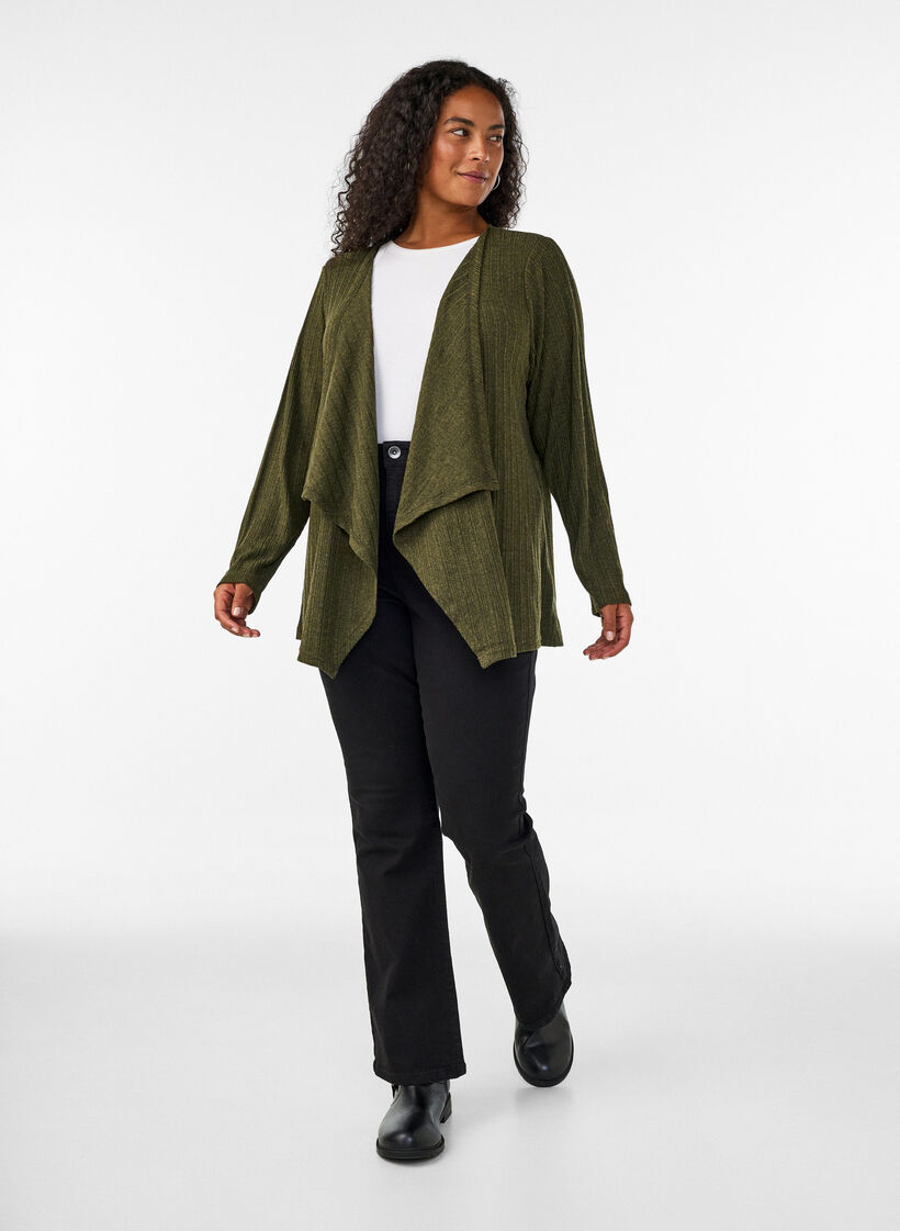 Offener Cardigan aus strukturiertem Jersey, Blau, Model image number 1