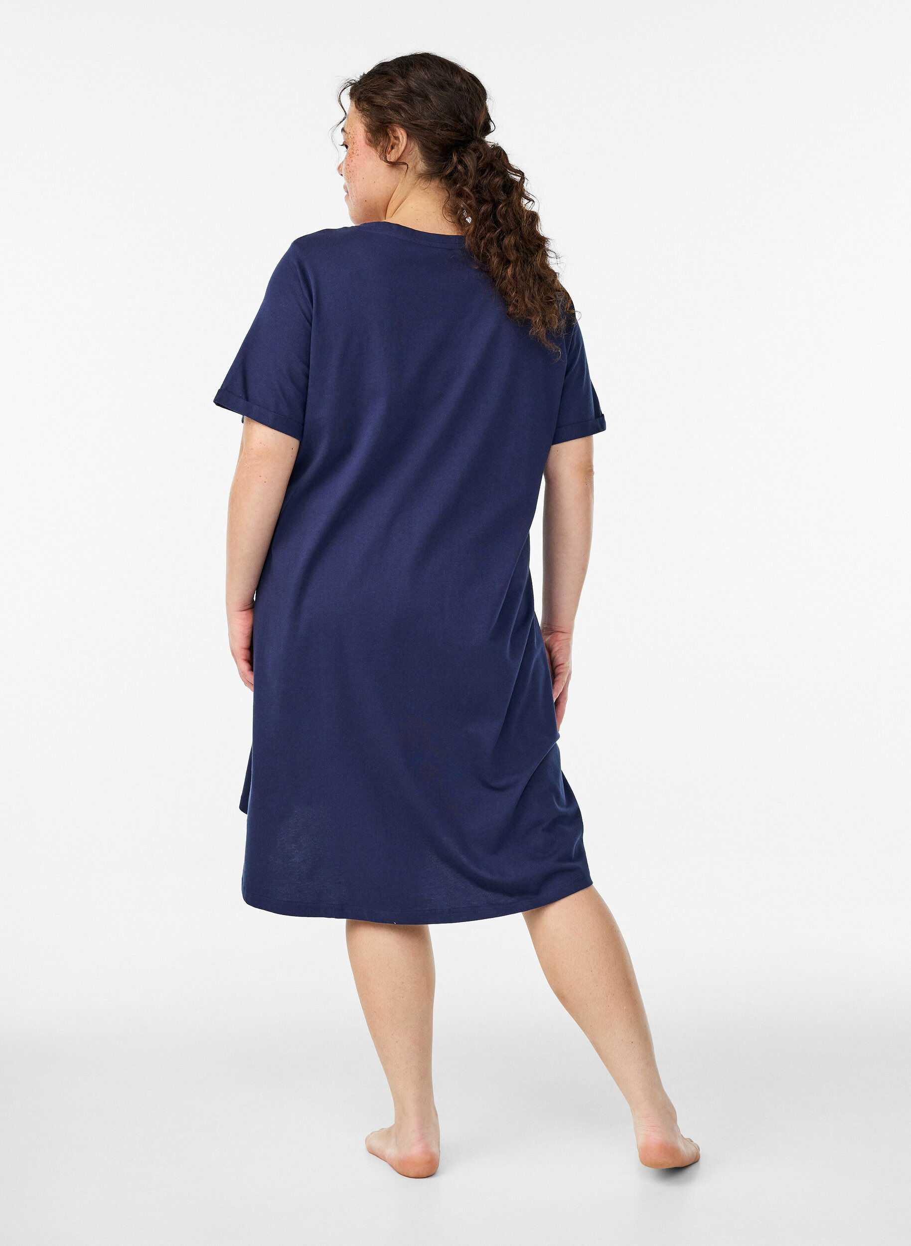 ZizziChemise de nuit &agrave; manches courtes en coton biologique, Bleu, Model image number 1