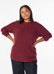 Blouse en maille chin&eacute;e &agrave; col rond, Bordeaux, Model image number 0