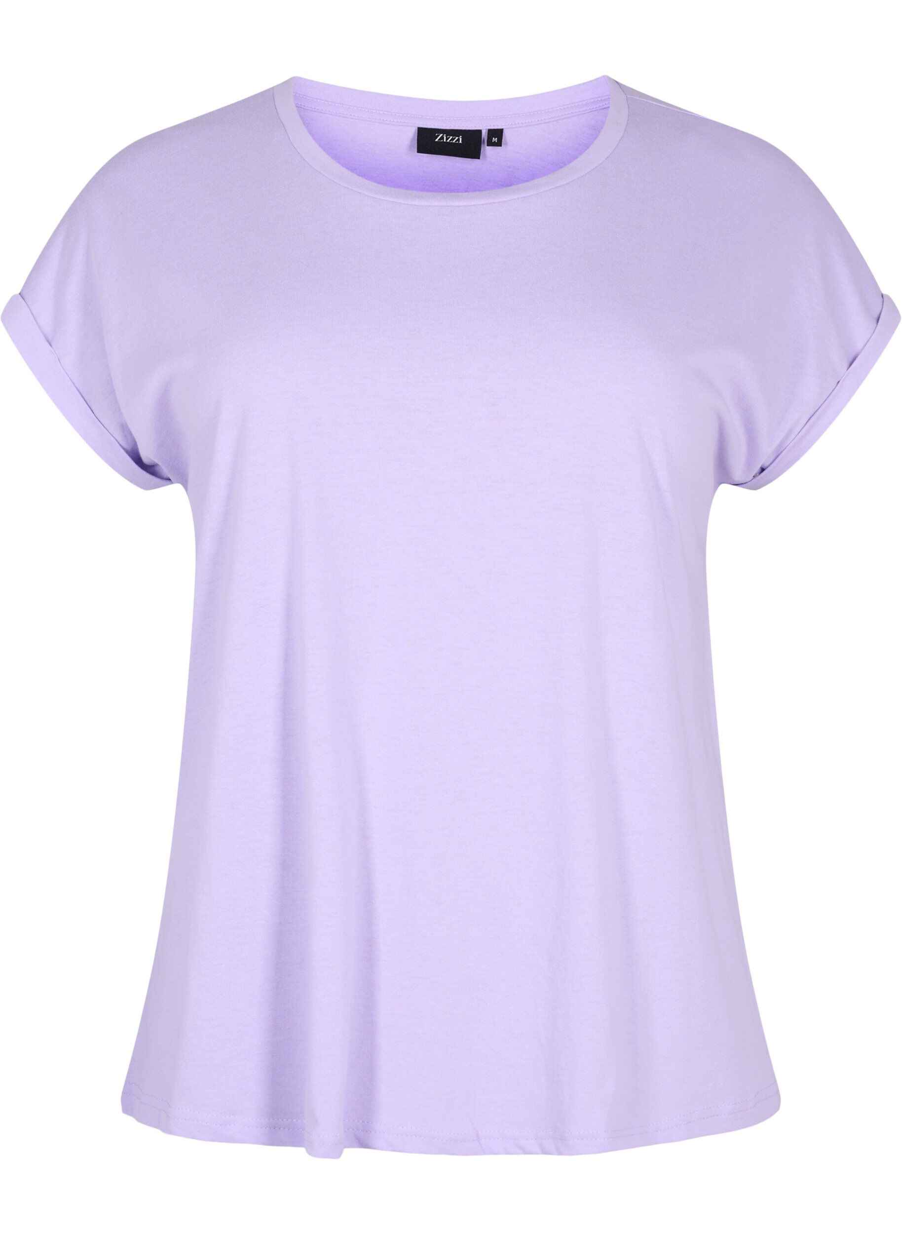 Zizzi T-shirt &agrave; manches courtes en coton m&eacute;lang&eacute;, Violet, Packshot image number 0