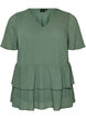 Blouse avec col en V et volants, Vert, Packshot image number 0
