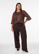 Blouse transparente avec sequins et motif &agrave; losanges, Marron, Model image number 1
