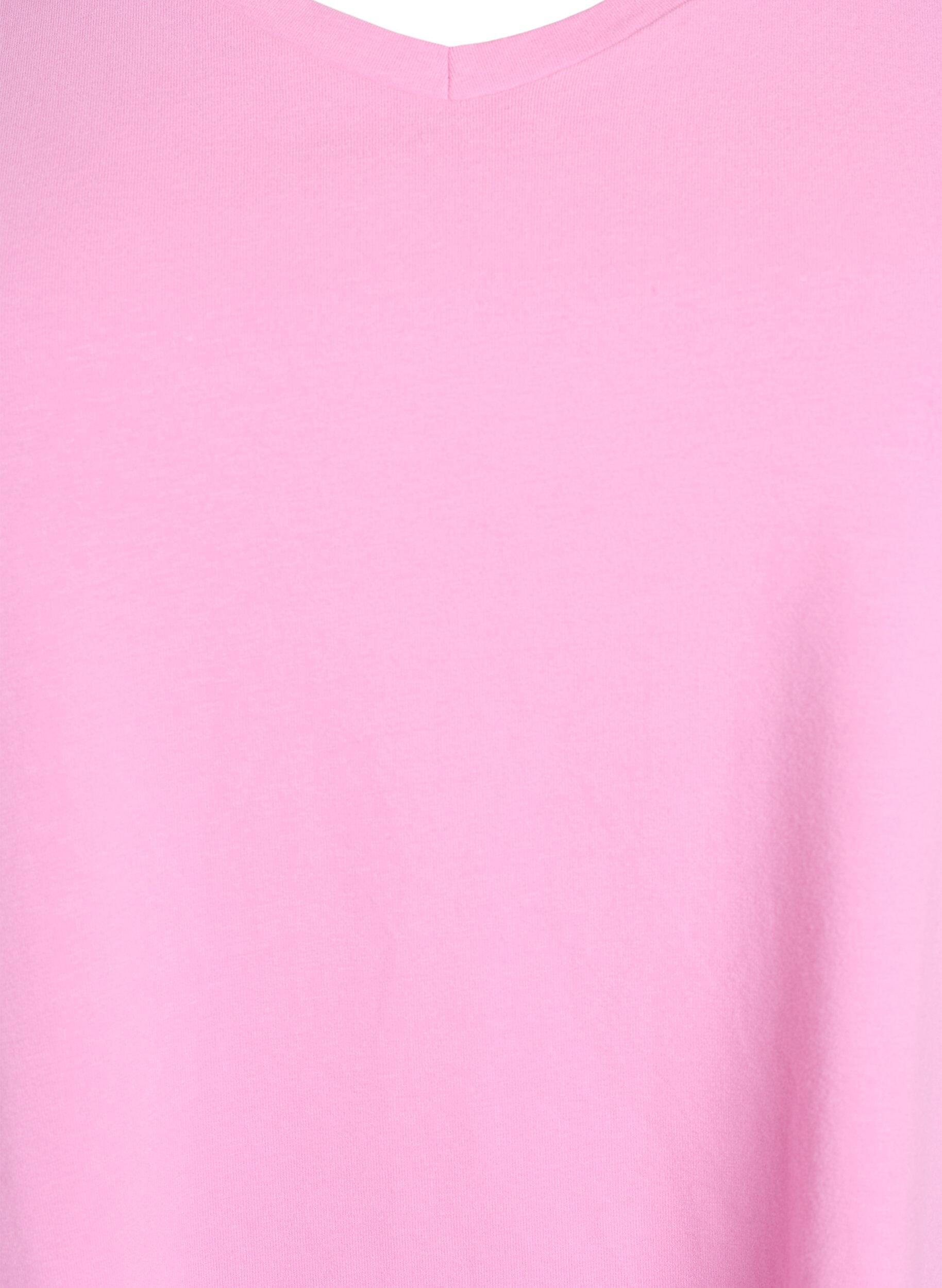 Zizzi Einfarbiges Basic-T-Shirt aus Baumwolle, Pink, Packshot image number 2