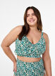 Haut de bikini &agrave; fleurs et &agrave; d&eacute;tails de jabot, Vert, Model image number 0