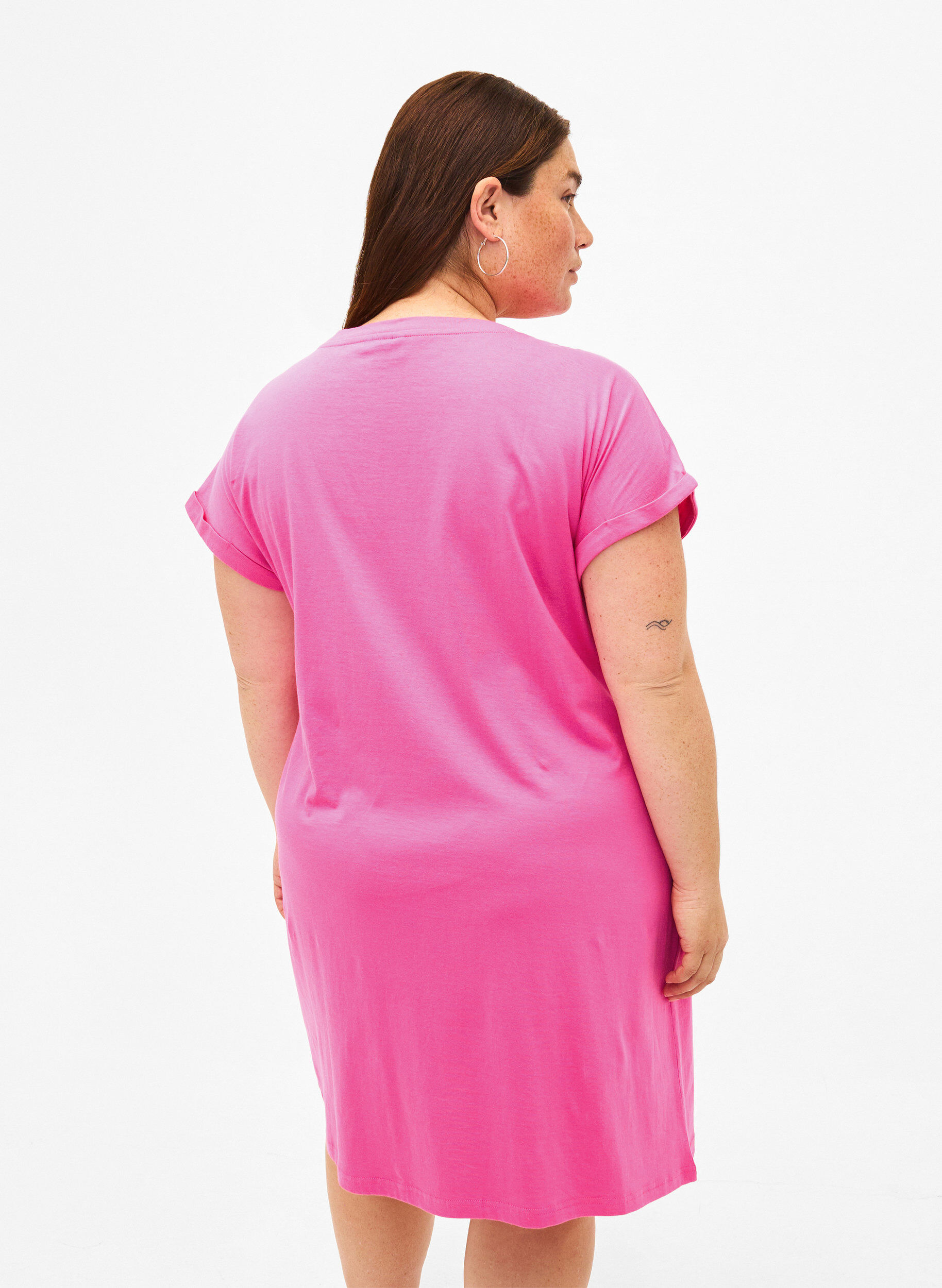 Zizzi Robe en coton &agrave; manches courtes 2-pack, Shocking Pink/Black, Model image number 1