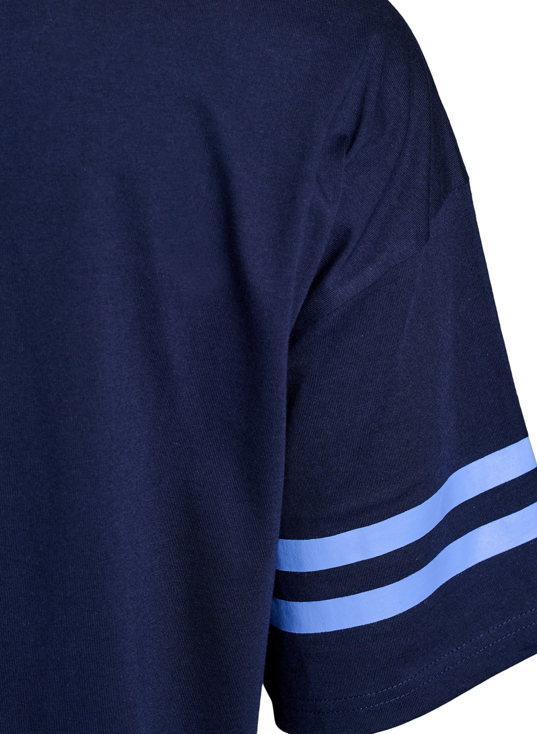 Zizzi Sportliches Oversize-College-T-Shirt, Blau, Packshot image number 3