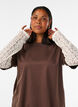 T-shirt ample avec manches longues en dentelle, Marron, Model image number 3