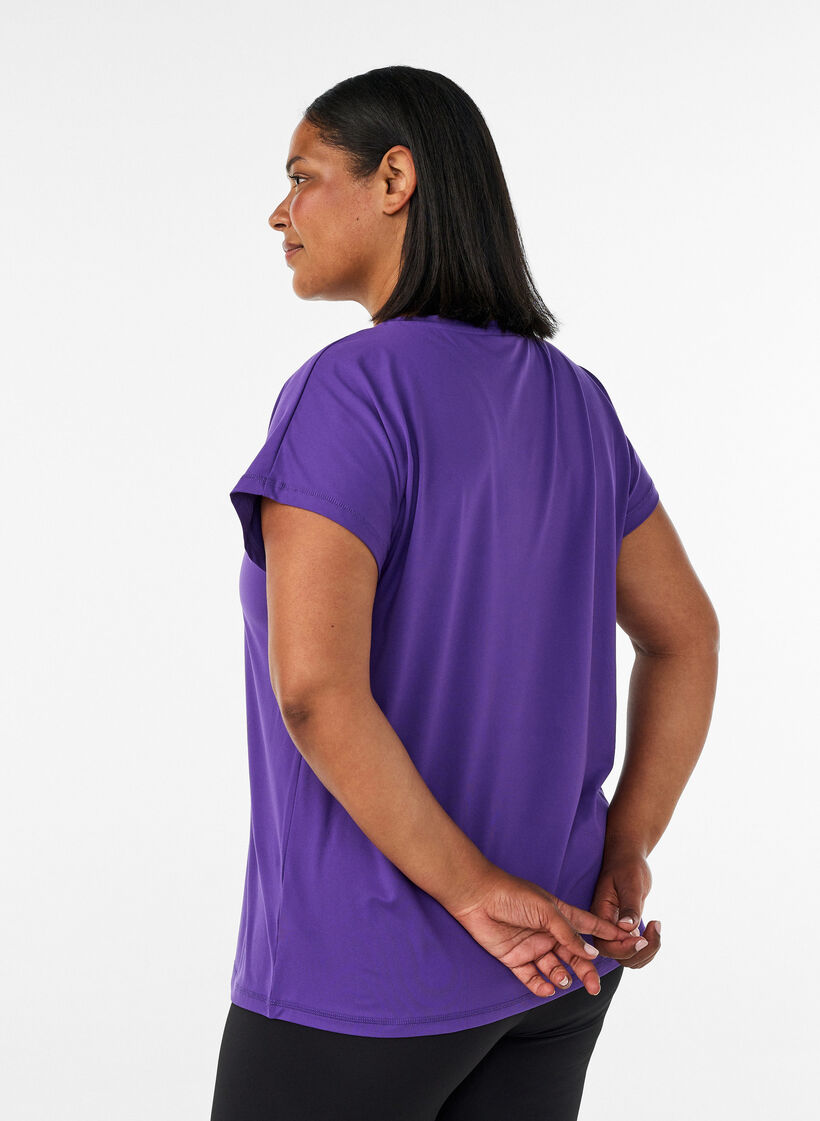Einfarbiges Trainings-T-Shirt, Lila, Model image number 2