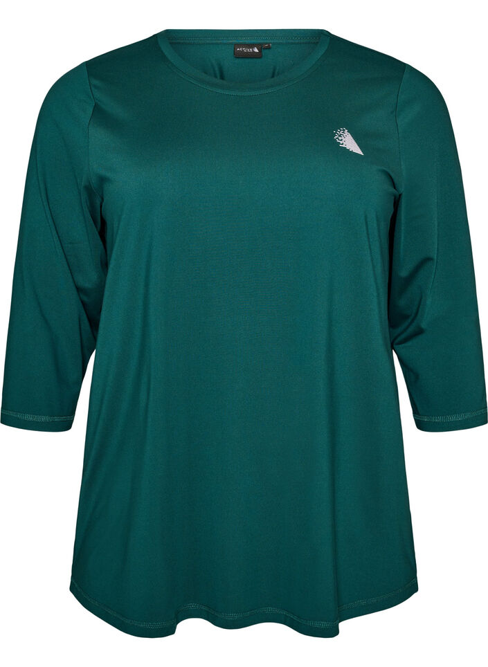 Sports top with 3/4 sleeves, Vert fonc&eacute;, Packshot image number 0