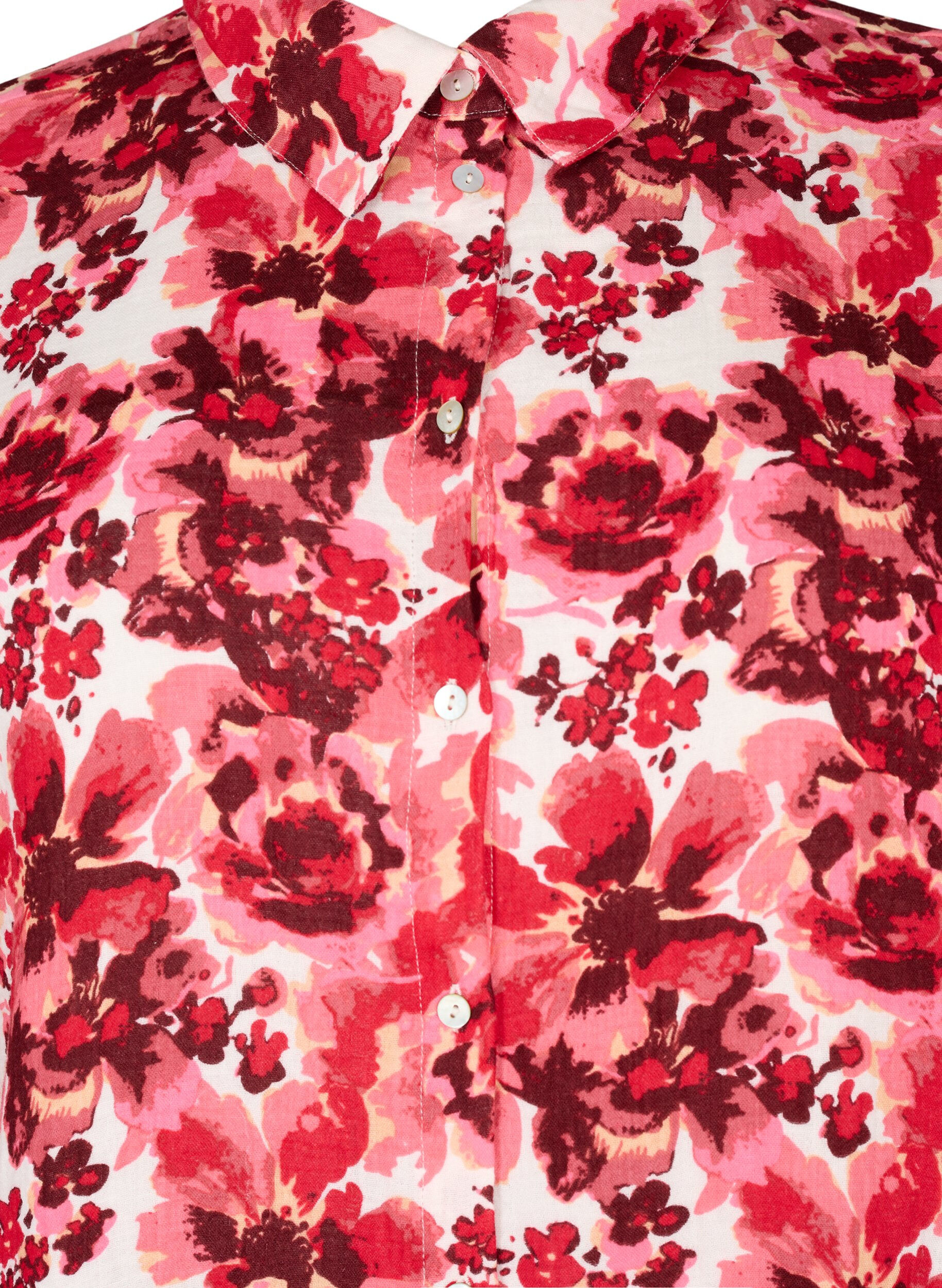 Zizzi Langes Shirt mit Allover-Druck, Pink AOP Flower, Packshot image number 2