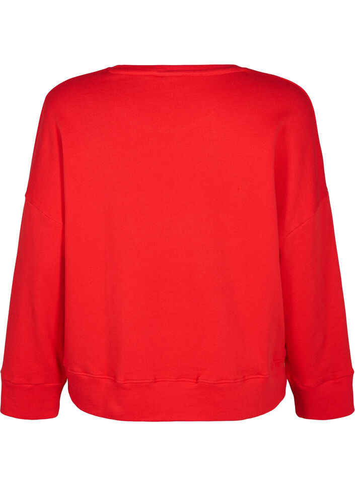 Sweat-shirt avec imprimé texte en relief, Rouge, Packshot image number 1