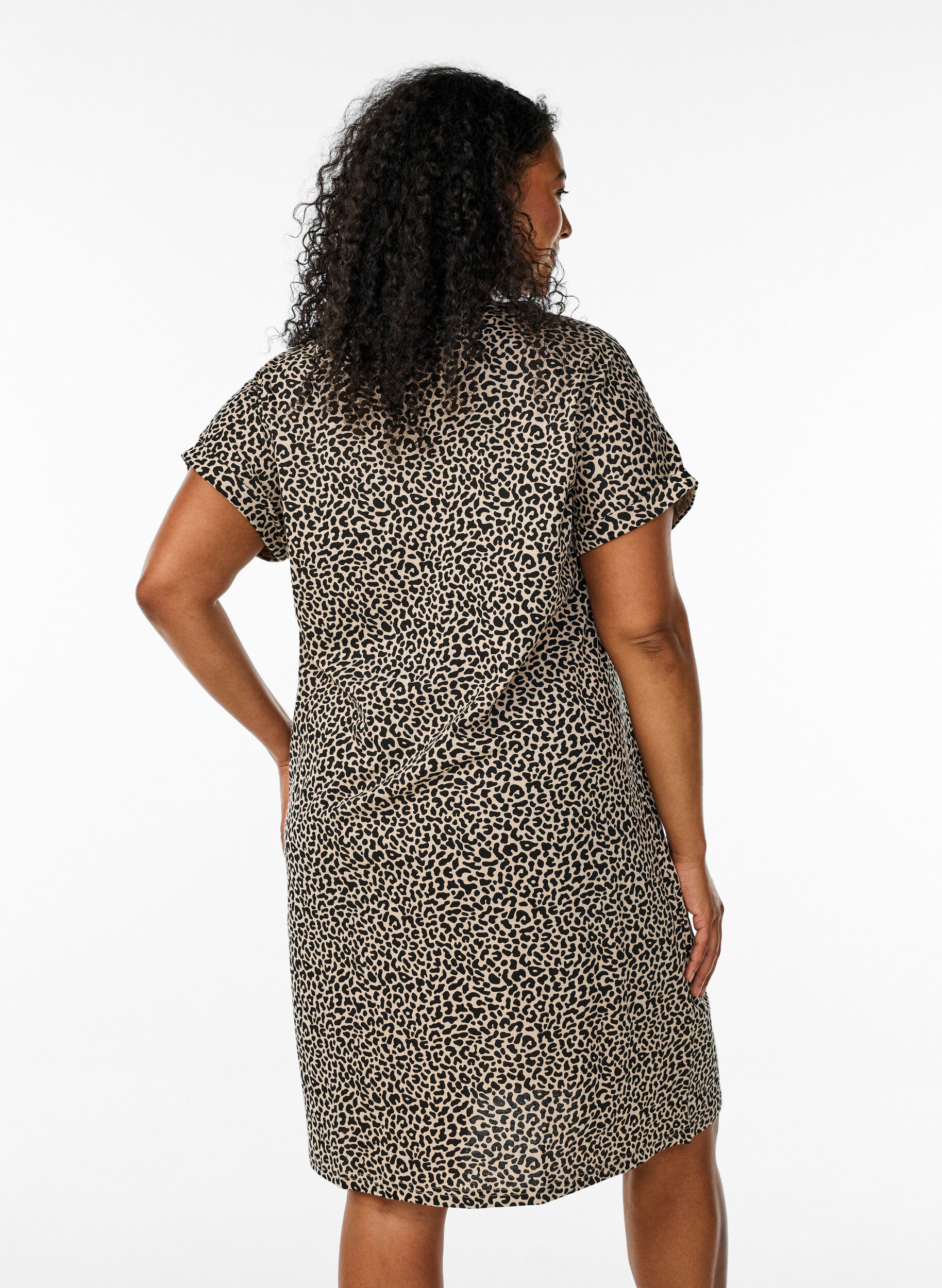 Zizzi 2er-Pack T-Shirt-Kleid mit kurzen &Auml;rmeln, Braun, Model image number 2