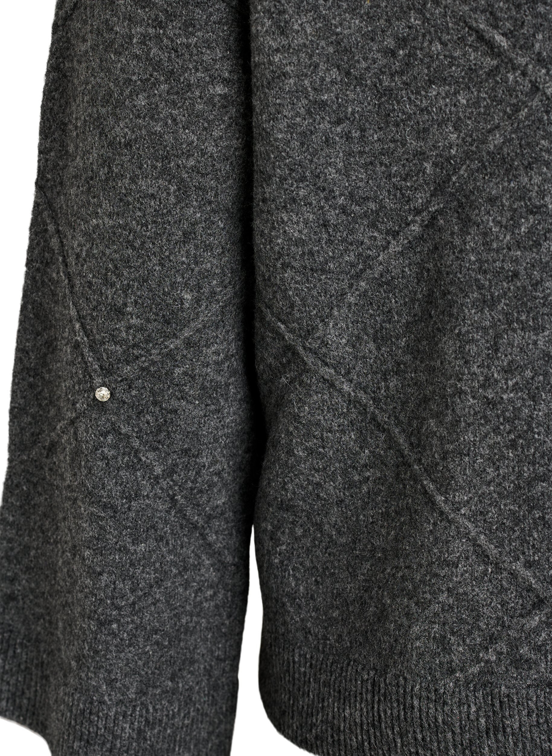 ZizziBluse aus Strick mit Strasssteinen und Rautenmuster, Grau, Packshot image number 3