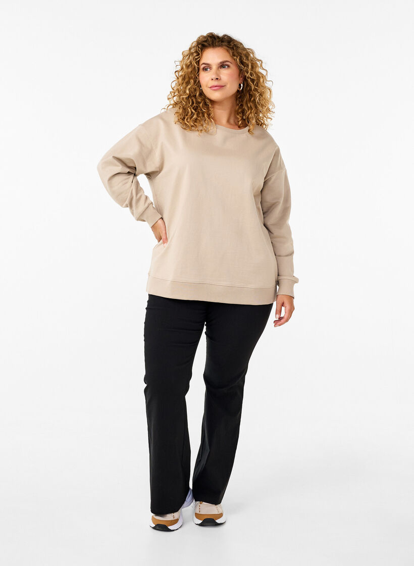 Sweatshirt à col rond, Simply Taupe, Model image number 2