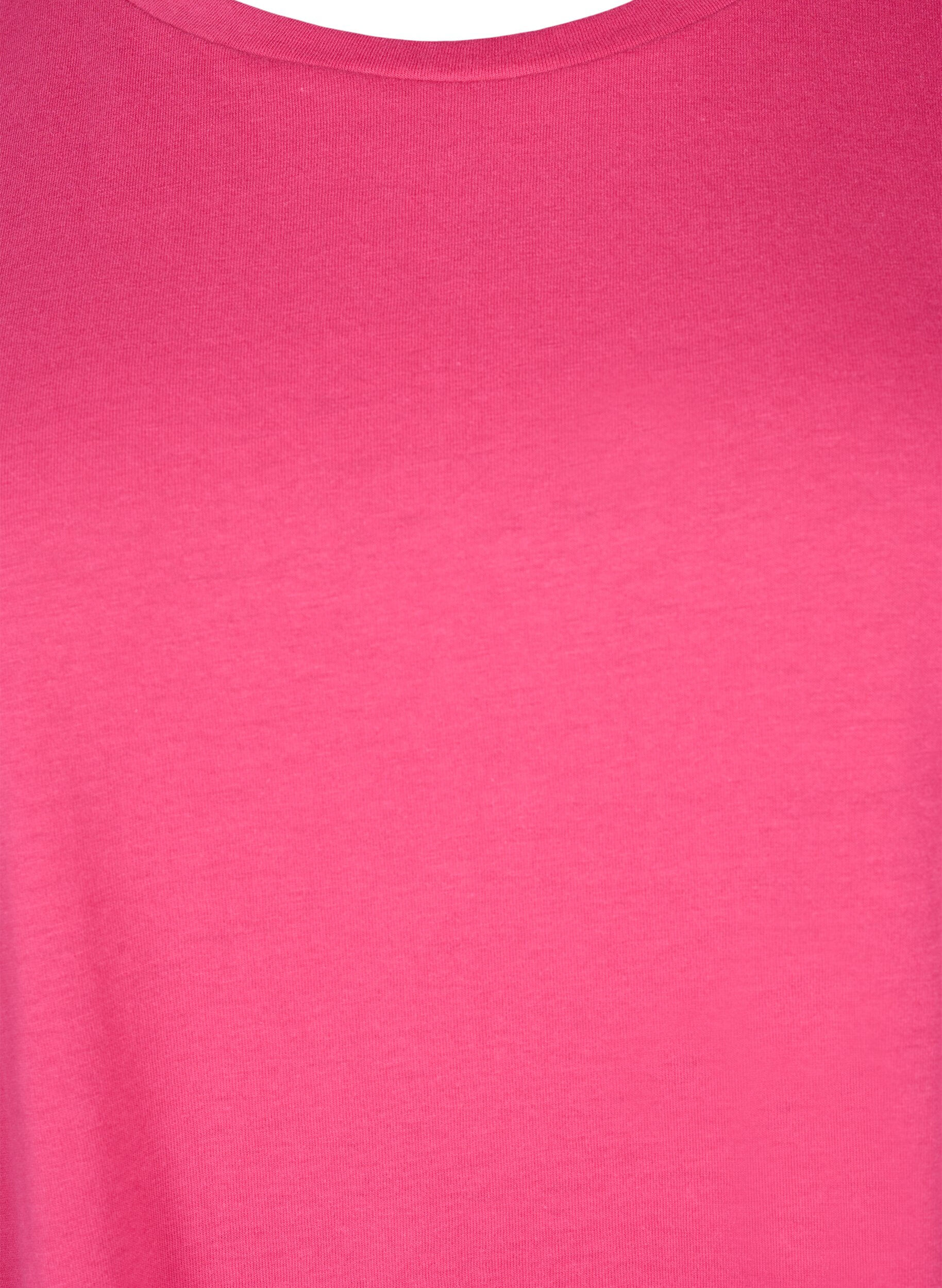 Zizzi Kurz&auml;rmeliges T-Shirt aus einer Baumwollmischung, Pink, Packshot image number 2